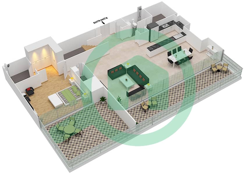 المخططات الطابقية لتصميم النموذج 3 تاون هاوس 4 غرف نوم - بارك غيت ريزيدنسيز Lower Level image3D