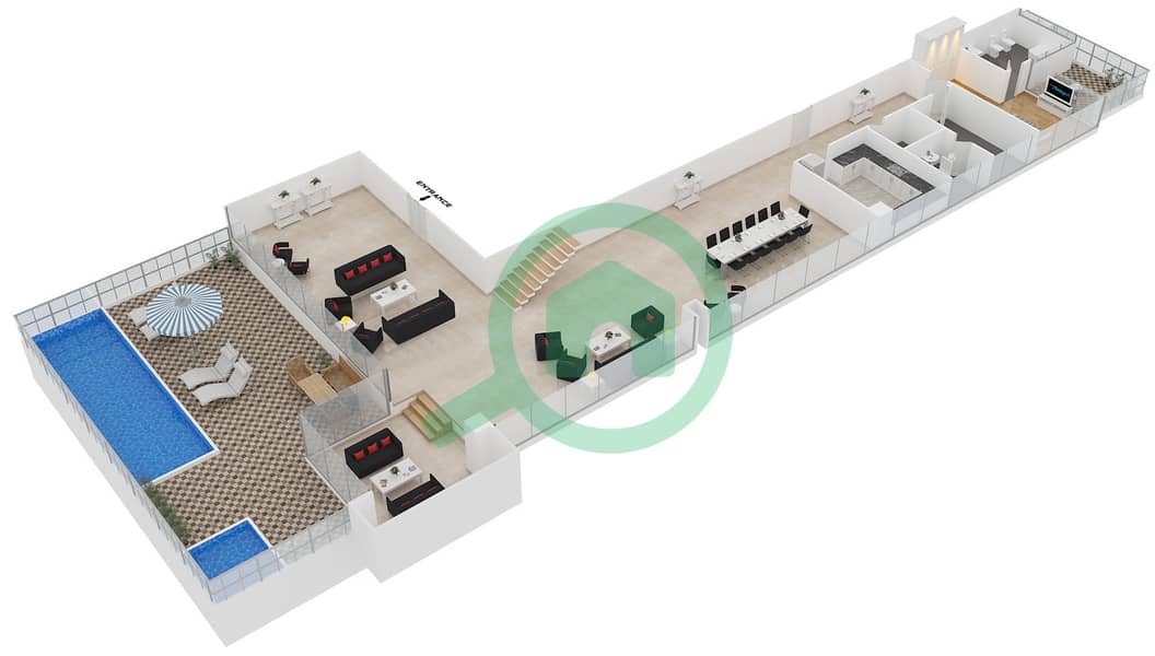 西码头大厦 - 4 卧室顶楼公寓类型C戶型图 interactive3D