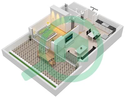 Azizi Fawad Residence - 1 Bedroom Apartment Type 3A Floor plan