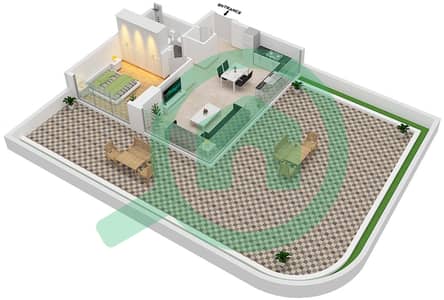 Azizi Fawad Residence - 1 Bedroom Apartment Type 4A Floor plan