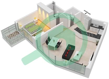 Azizi Fawad Residence - 1 Bedroom Apartment Type 2B Floor plan