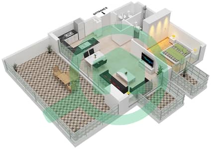 Azizi Fawad Residence - 1 Bedroom Apartment Type 8B Floor plan