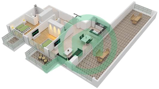 Резиденция Азизи Фавад - Апартамент 2 Cпальни планировка Тип 4B