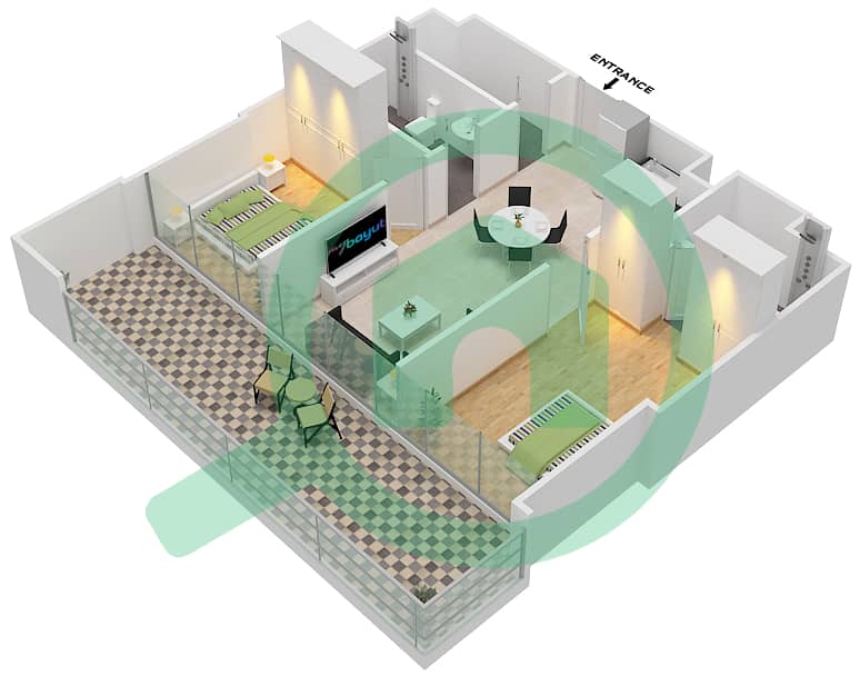 Reva Residences - 2 Bedroom Apartment Unit 11/FLOOR 1-16 Floor plan Floor 1-16 interactive3D