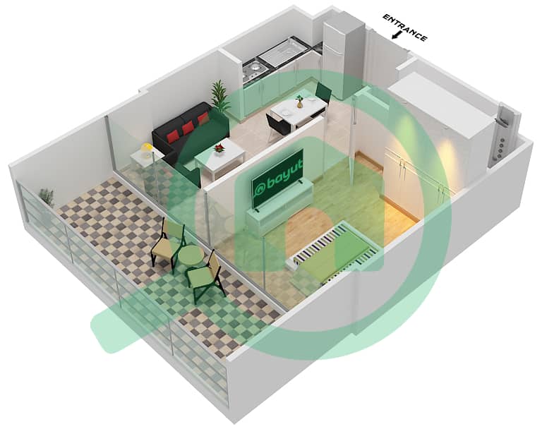 Рева Резиденции - Апартамент 1 Спальня планировка Единица измерения 10/FLOOR 1-16 Floor 1-16 interactive3D