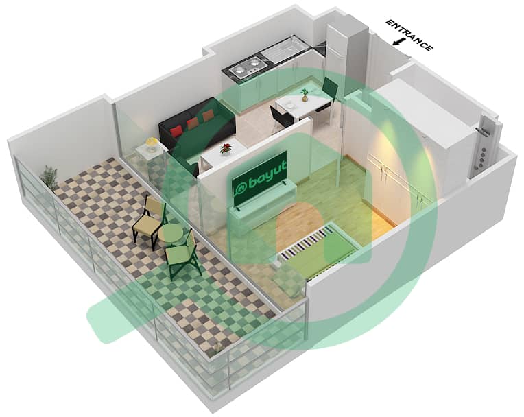 Reva Residences - 1 Bedroom Apartment Unit 14/FLOOR 1-16 Floor plan Floor 1-16 interactive3D