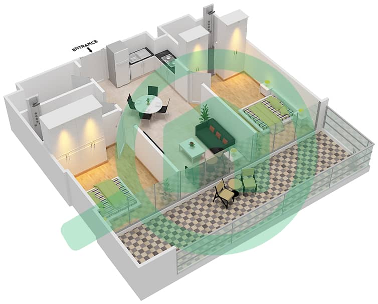 Reva Residences - 2 Bedroom Apartment Unit 16/FLOOR 1-16 Floor plan Floor 1-16 interactive3D