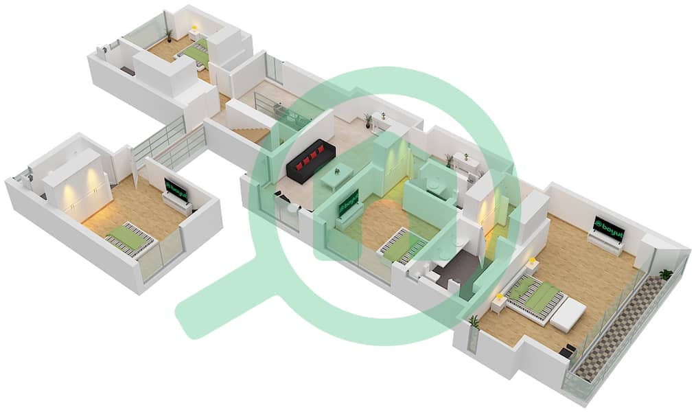 المخططات الطابقية لتصميم النموذج A فیلا 5 غرف نوم - الزوراء interactive3D