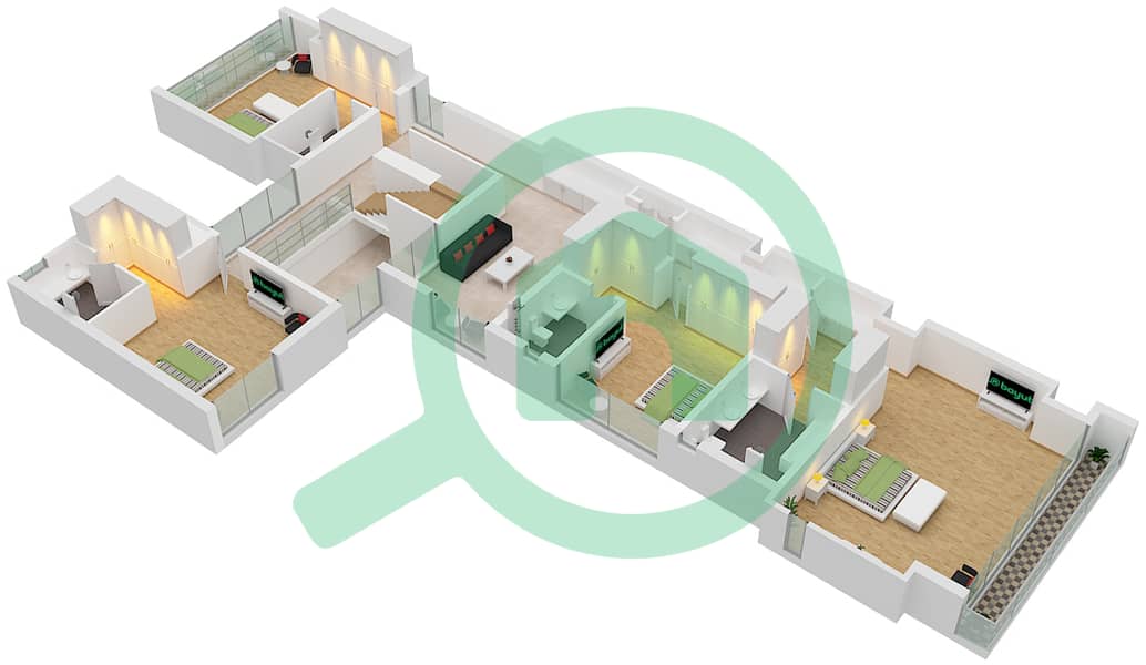 阿尔绍拉海滨郊区 - 5 卧室别墅类型B戶型图 interactive3D