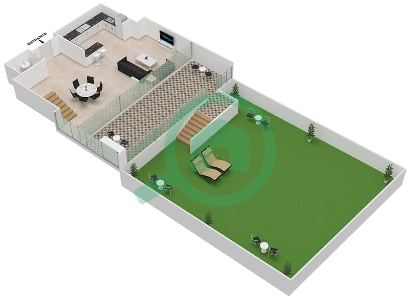 المخططات الطابقية لتصميم النموذج A شقة 1 غرفة نوم - ويندسور مينور interactive3D