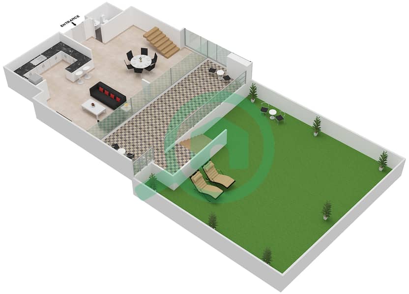 المخططات الطابقية لتصميم النموذج B DUPLEX شقة 1 غرفة نوم - ويندسور مينور interactive3D