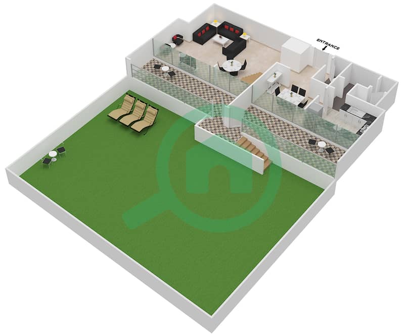 Виндзор Манор - Апартамент 2 Cпальни планировка Тип C DUPLEX interactive3D
