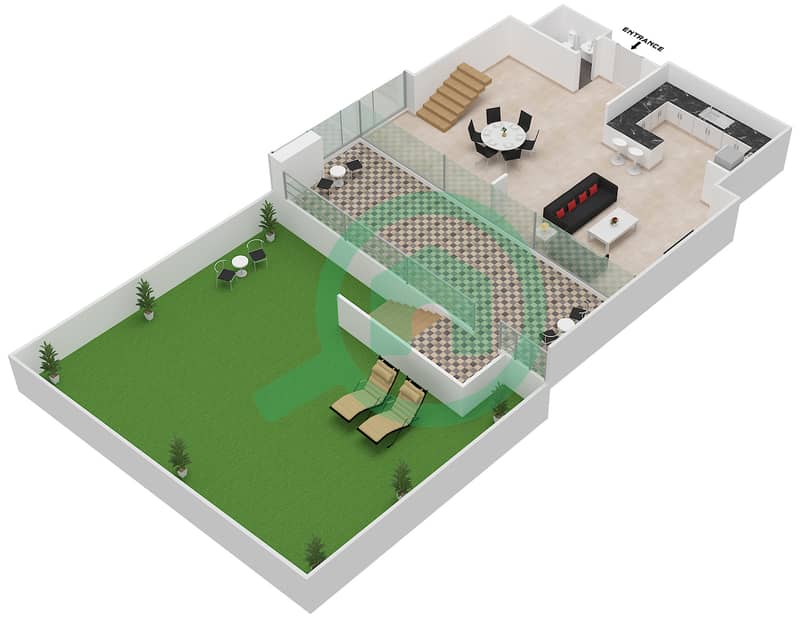 المخططات الطابقية لتصميم النموذج C DUPLEX شقة 1 غرفة نوم - ويندسور مينور interactive3D