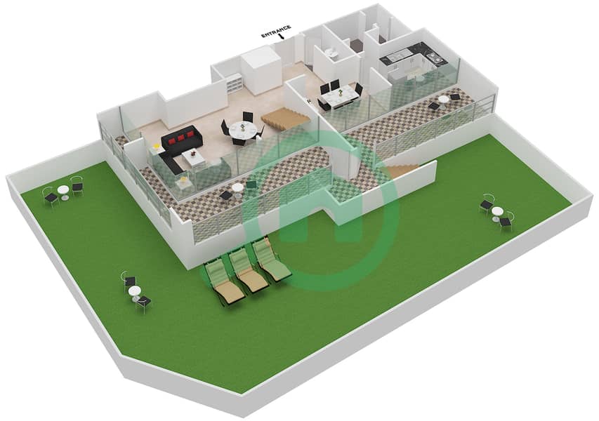 المخططات الطابقية لتصميم النموذج F DUPLEX شقة 2 غرفة نوم - ويندسور مينور interactive3D