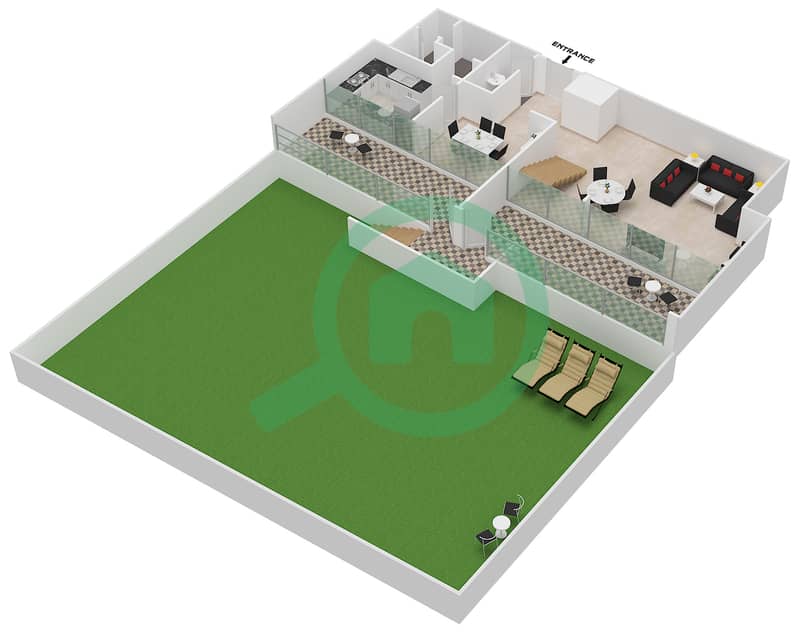 Виндзор Манор - Апартамент 2 Cпальни планировка Тип E DUPLEX interactive3D