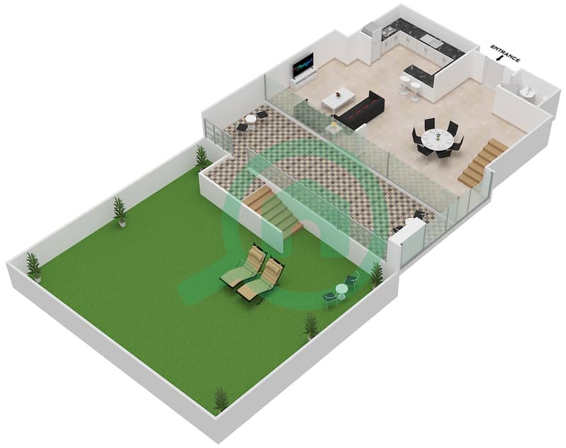 المخططات الطابقية لتصميم النموذج D DUPLEX شقة 1 غرفة نوم - ويندسور مينور interactive3D