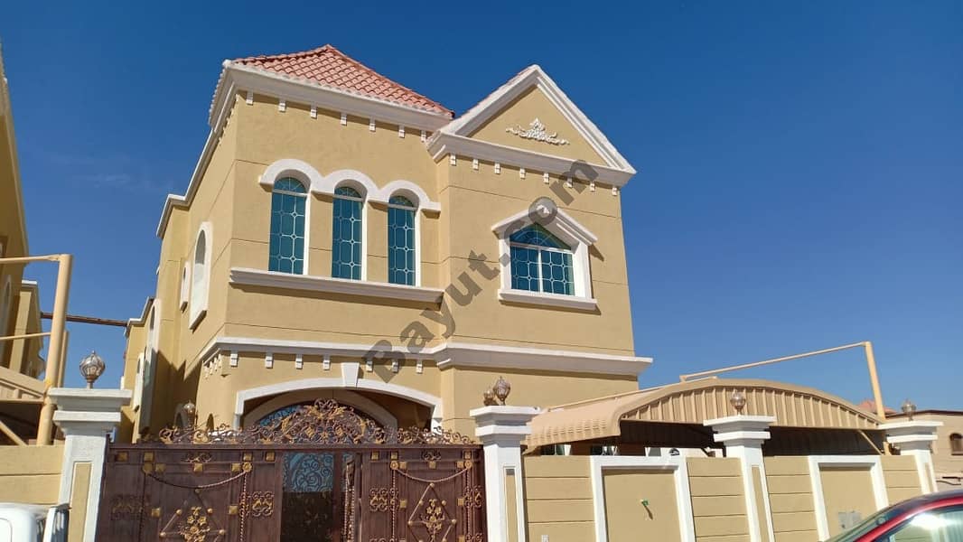 Villa for rent in Ajman, Al Rawda, two floors, first inhabitant, super lux, electrified in the name of a citizen, 80 thousand dirhams