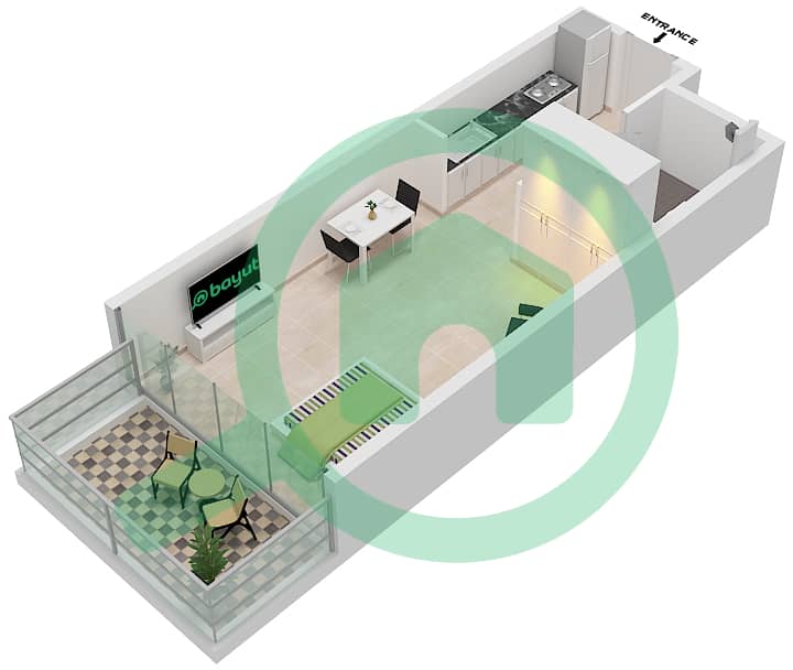 المخططات الطابقية لتصميم الوحدة D03A FLOOR 15,16 شقة استوديو - أرتيسيا D image3D