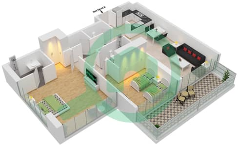 Artesia D - 2 Bedroom Apartment Unit D05 FLOOR 17,18 Floor plan