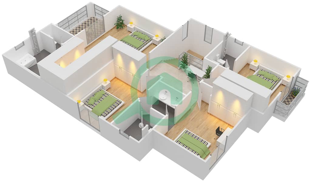 阿瑟尔社区 - 5 卧室别墅类型2戶型图 interactive3D