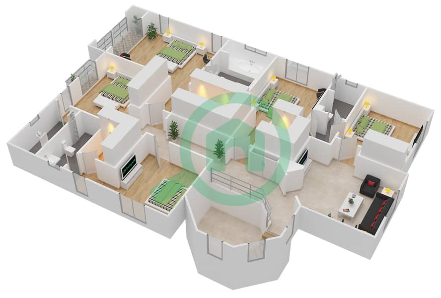 阿瑟尔社区 - 6 卧室别墅类型3戶型图 interactive3D