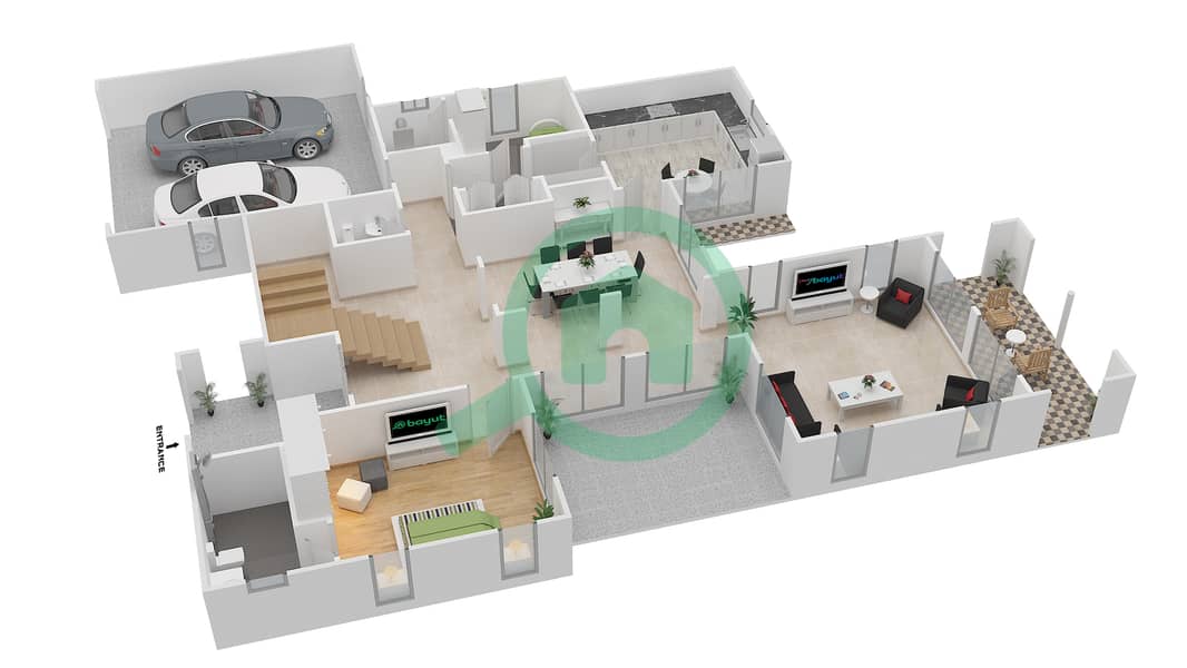 Альворада 3 - Вилла 4 Cпальни планировка Тип B2 Ground Floor interactive3D