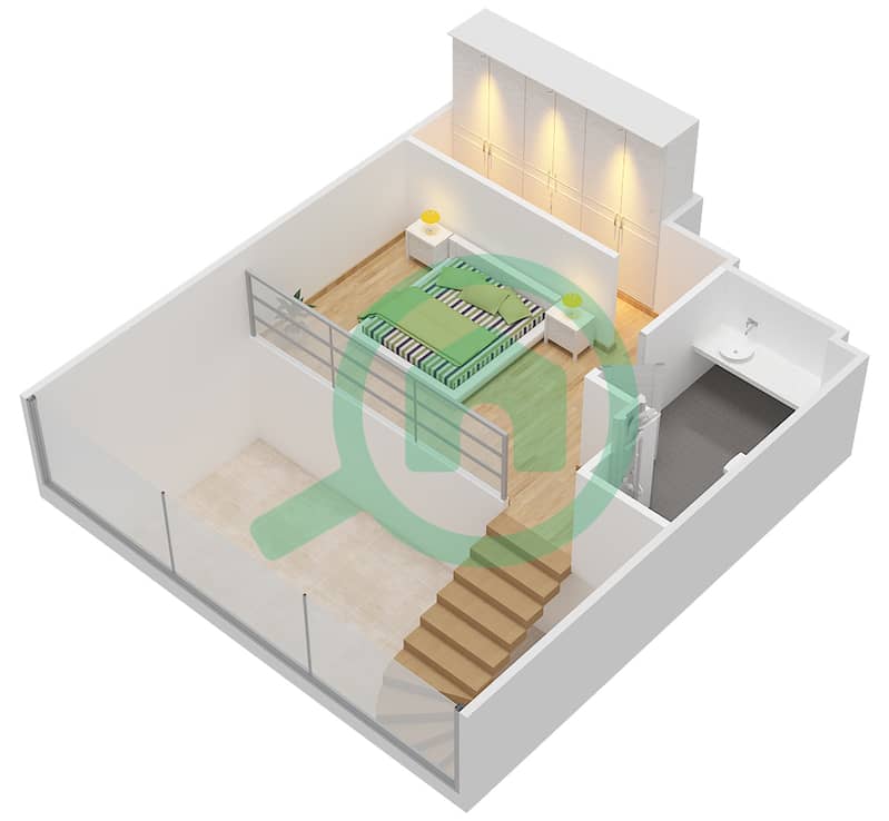派德公寓 - 1 卧室公寓单位2108戶型图 interactive3D