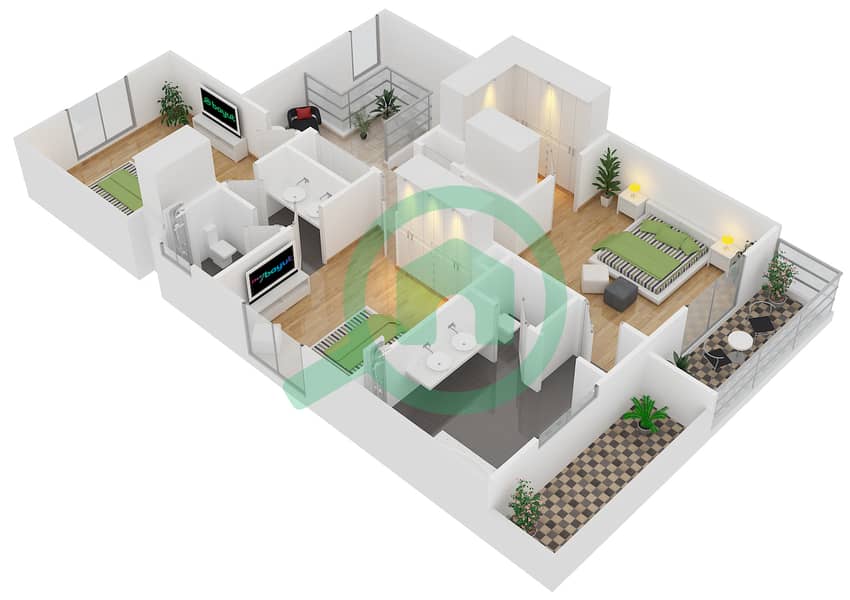 Casa - 3 Bedroom Villa Type 2 Floor plan interactive3D