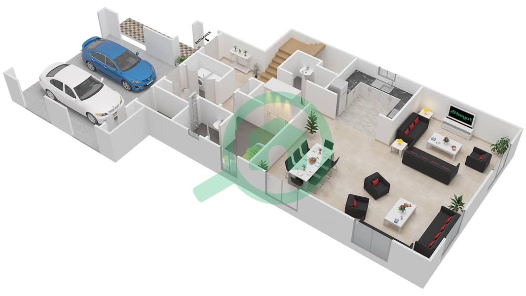 المخططات الطابقية لتصميم النموذج 2 فیلا 3 غرف نوم - کاسا interactive3D