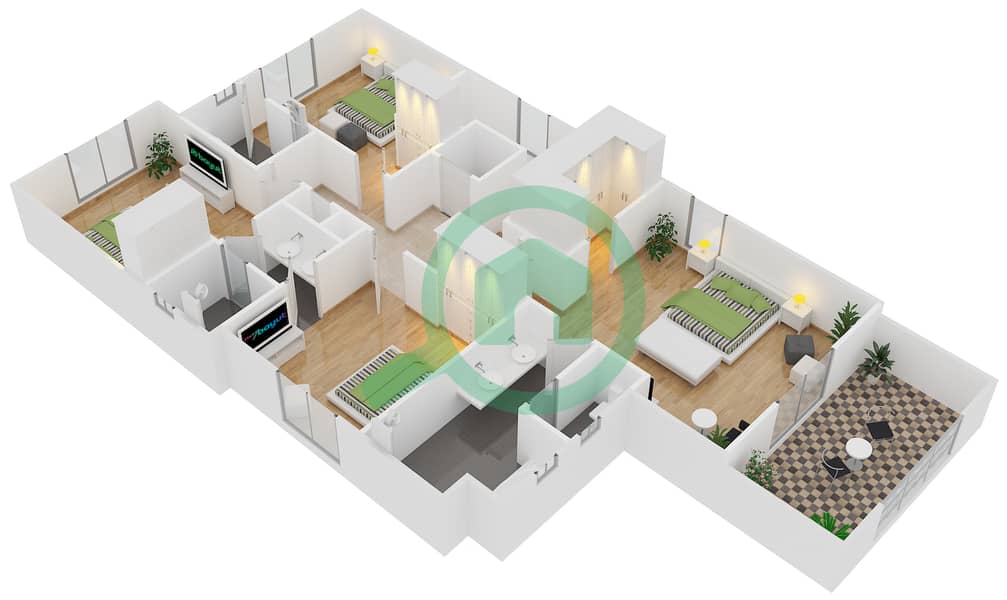 Casa - 4 Bedroom Villa Type 5 Floor plan interactive3D